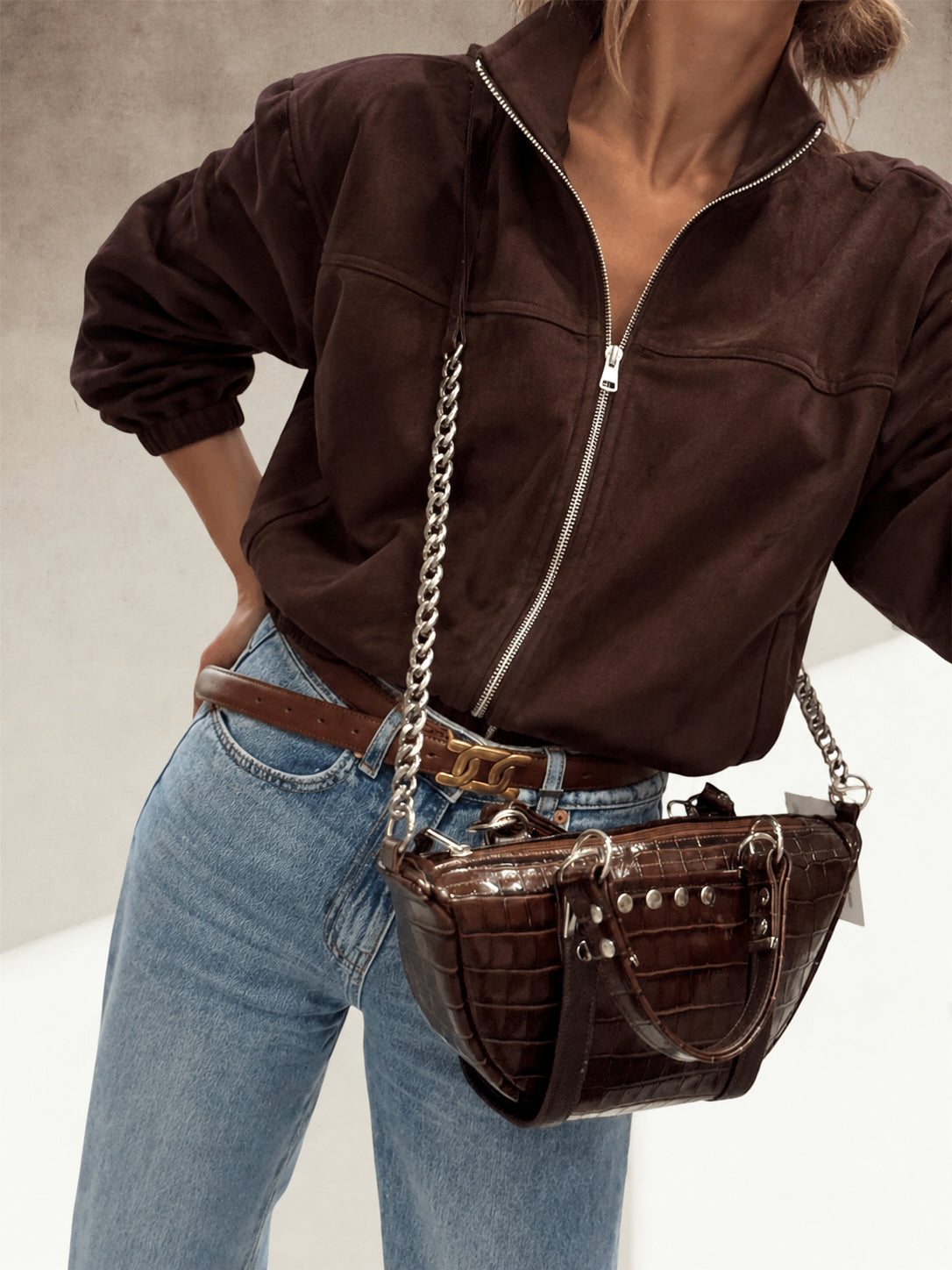 Halbmondtasche Deluxe (Choco)
