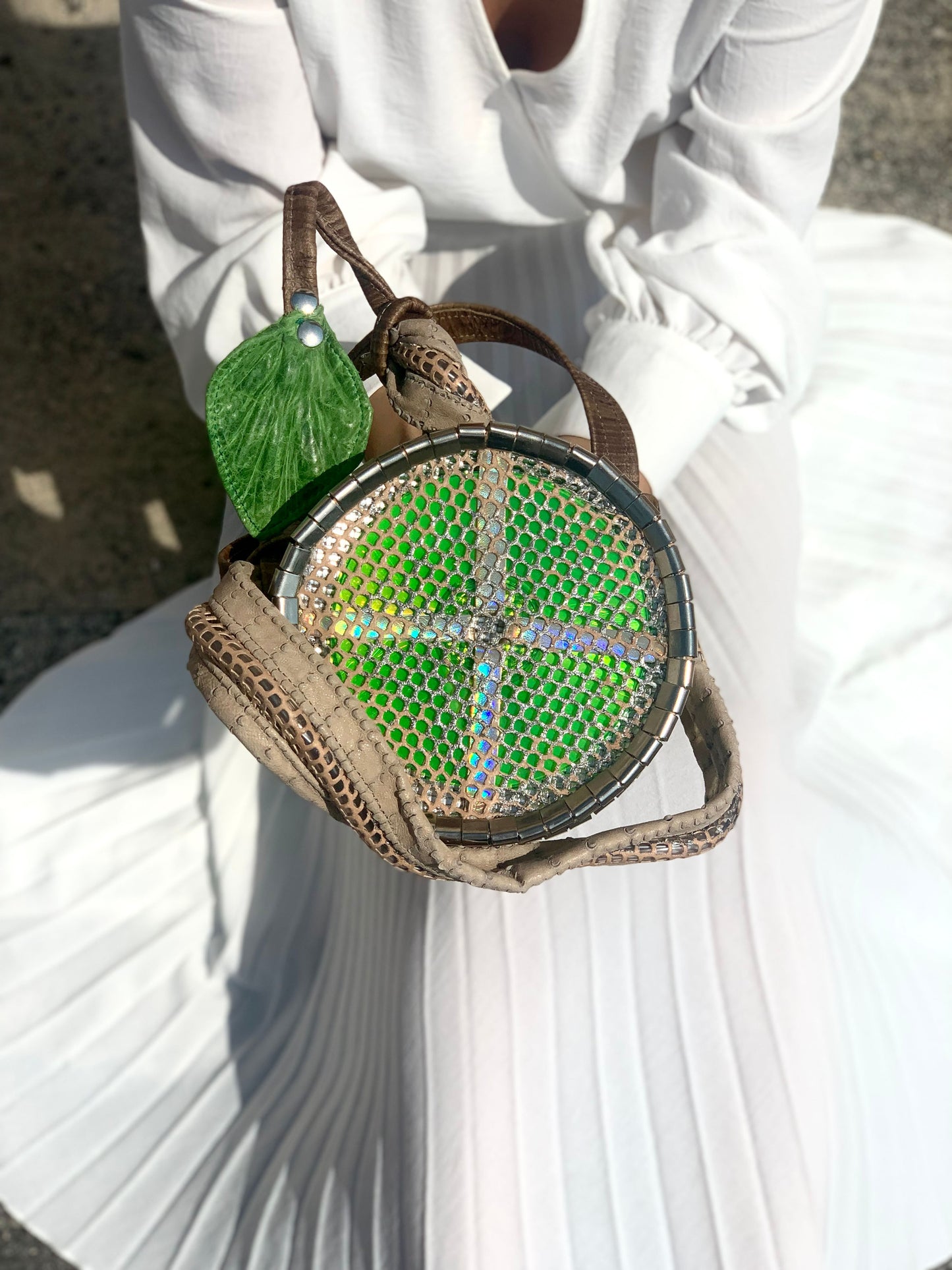 Apple And Serpent - Leather Handbag