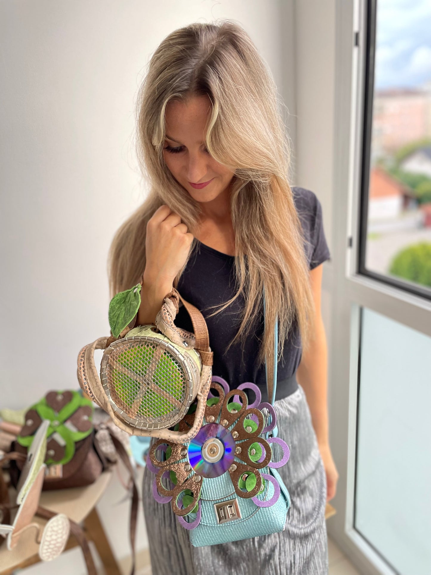 Apple And Serpent - Leather Handbag