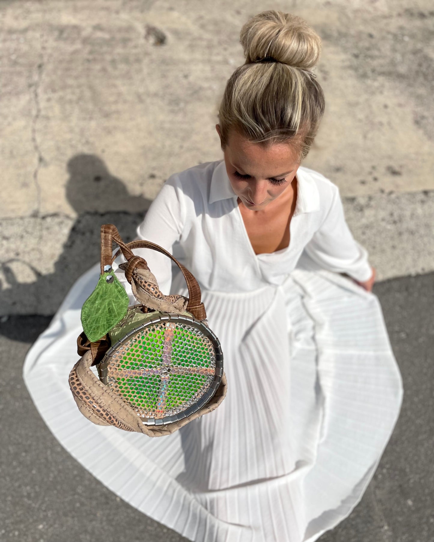 Apple And Serpent - Leather Handbag