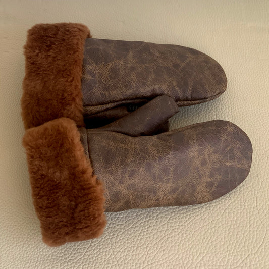Podložene usnjene rokavice, velikost L-XL (Barva: RJAV MARMOR)